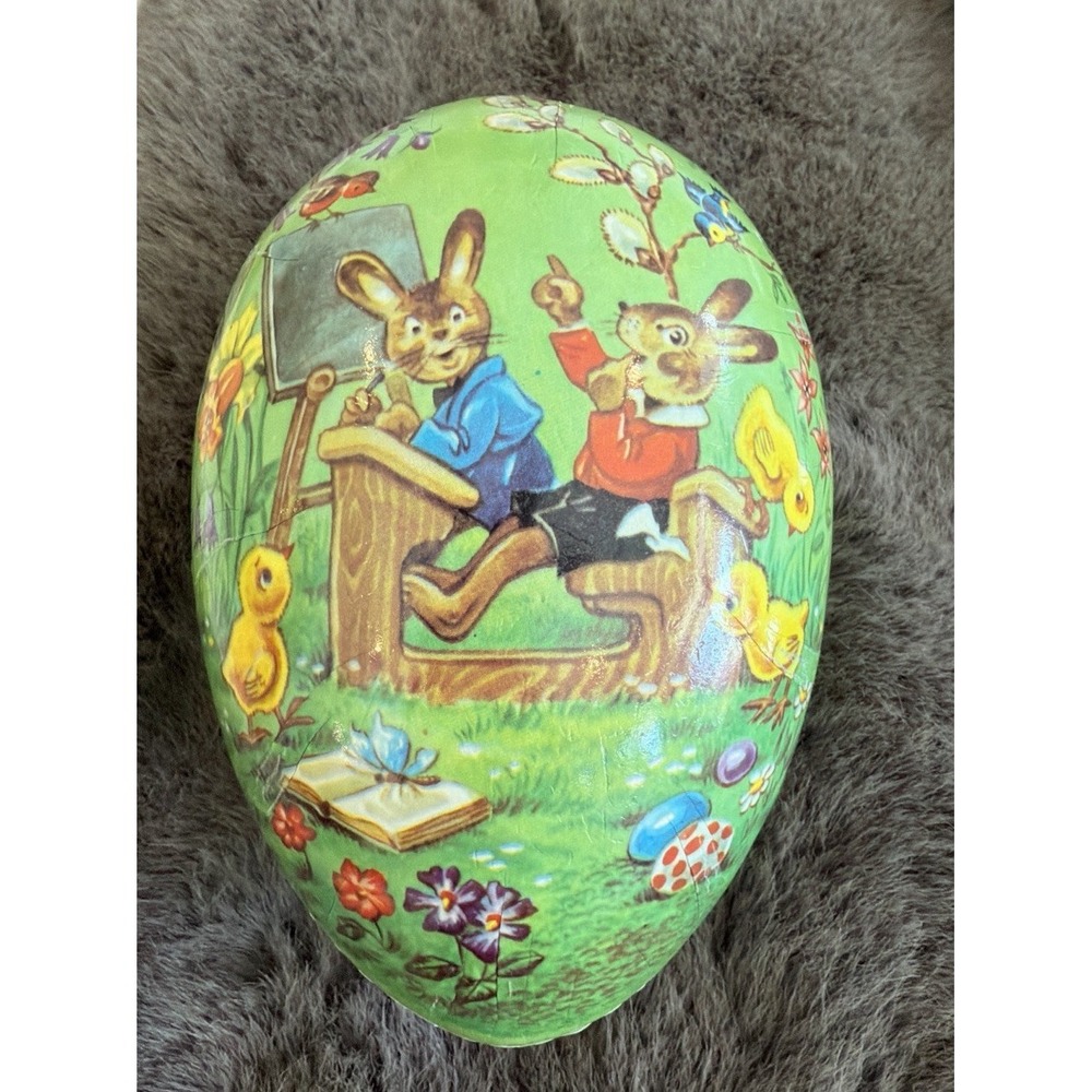 Large Echt Erzgebirge  7"  Paper Mache Easter Egg  Candy Container Germany